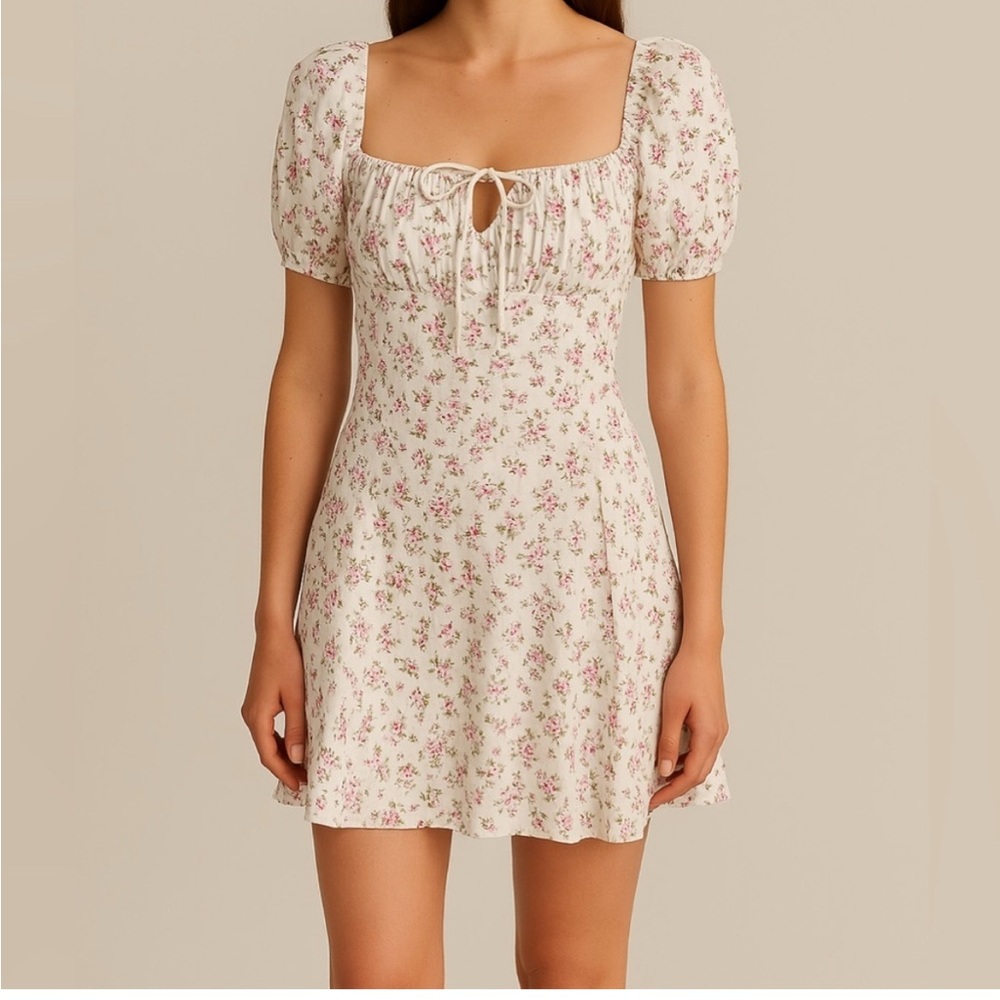 Reformation Pink Floral Corbin Mini Dress